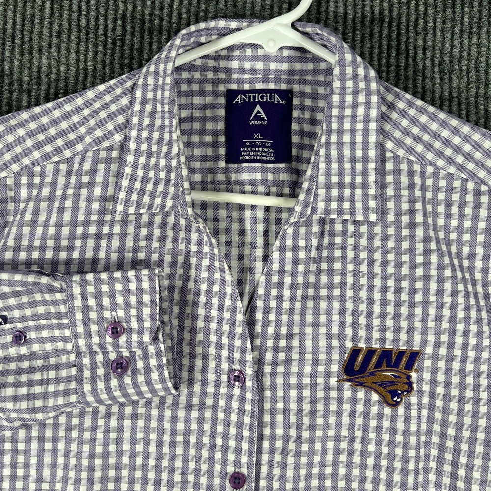 Northern Iowa Panthers Womens Shirt XL Extra Large Check Long Sleeve Button Up